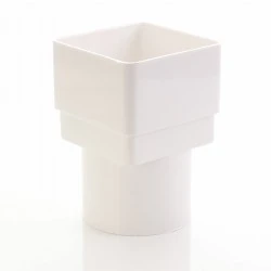 Square to round Down Pipe Converter White - Aquaflow