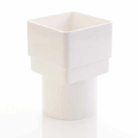 Square to round Down Pipe Converter White - Aquaflow