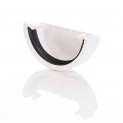 White Round Gutter External Stop End 
