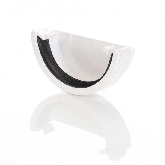 White Round Gutter External Stop End 
