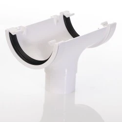  White Guttering Round In Line Running Outlet 