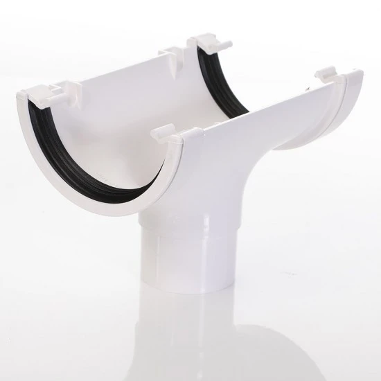  White Guttering Round In Line Running Outlet 