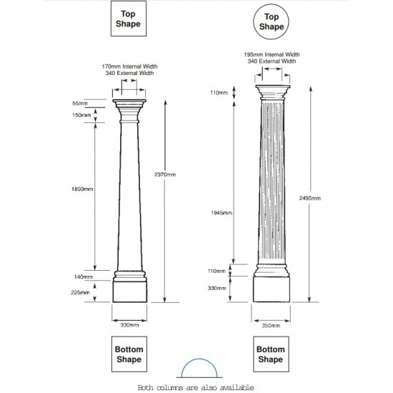 Lightweight Decorative Columns - Plain Finish Lightweight Decorative Columns - Plain Finish