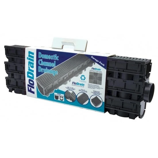 FloDrain Garage Channel drainage Pack Galvanised 125mm x 1040mm