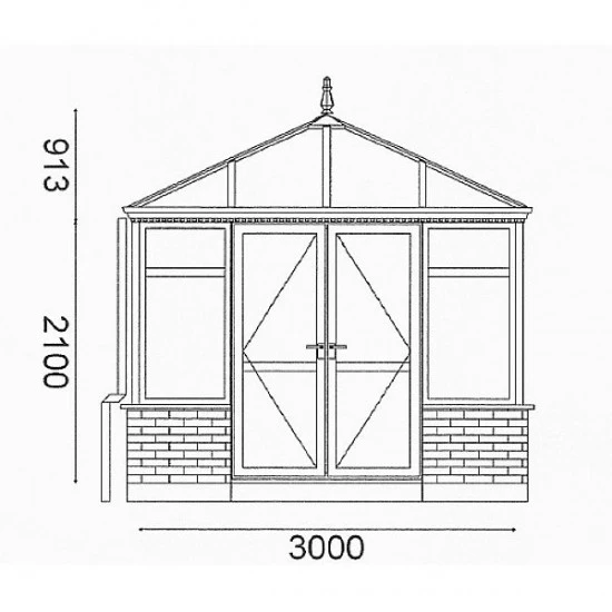 Conservatory 3.0m  x 3.0m Edwardian On Dwarf Walls