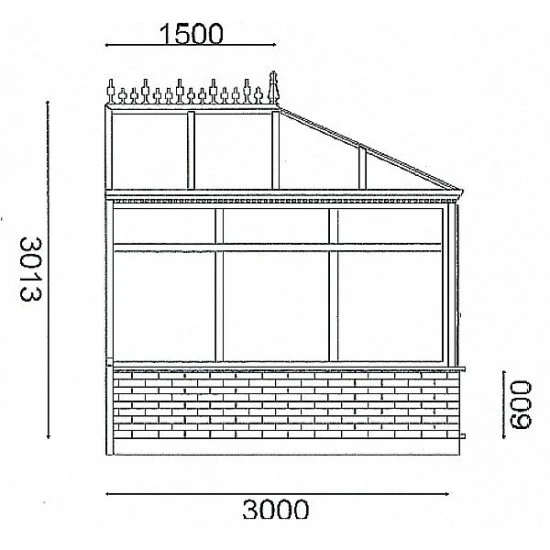 Conservatory 3.0m  x 3.0m Edwardian On Dwarf Walls