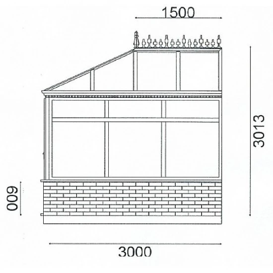 Conservatory 3.0m  x 3.0m Edwardian On Dwarf Walls