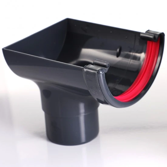 Anthracite 7016 Round Gutter Stop End Running Outlet