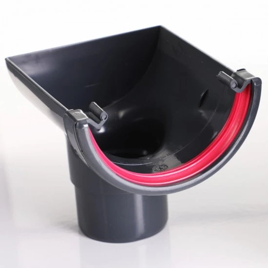 Anthracite 7016 Round Gutter Stop End Running Outlet