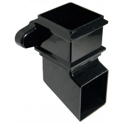  65mm Black Square Classic Downpipe Shoe - With Lugs (RBS4B)