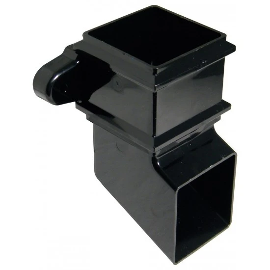  65mm Black Square Classic Downpipe Shoe - With Lugs (RBS4B)