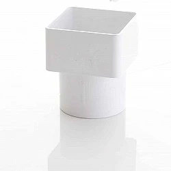 Square To Round Down Pipe Adapter White