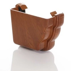 Golden Light Oak Ogee Niagara External Gutter Stop End - Left Hand