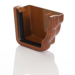 Golden Light Oak Ogee Niagara External Gutter Stop End - Right Hand