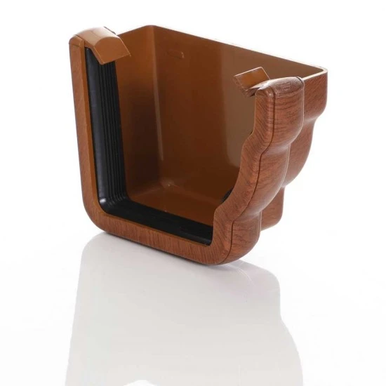 Golden Light Oak Ogee Niagara External Gutter Stop End - Right Hand
