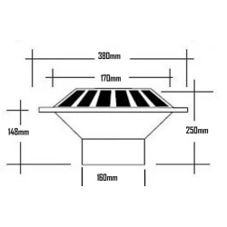 RV482 Hunter Flat Roof Outlet to fit on to an 160mm pipe. Grey Only