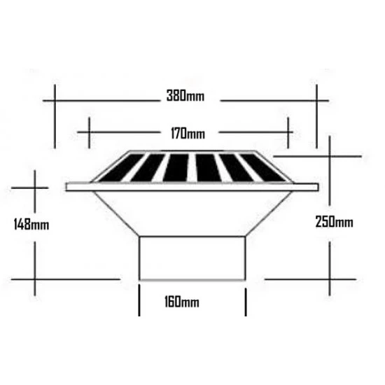 RV482 Hunter Flat Roof Outlet to fit on to an 160mm pipe. Grey Only