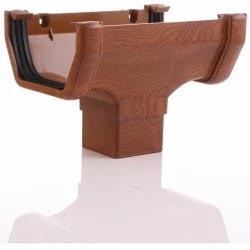 Golden Light Oak Square Gutter Running Outlet - 65mm Square