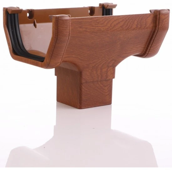 Golden Light Oak Square Gutter Running Outlet - 65mm Square Golden Light Oak Square Gutter Running Outlet - 65mm Square