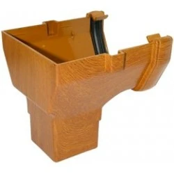 Golden Light Oak Square Gutter Stopend Outlet - 65mm Square