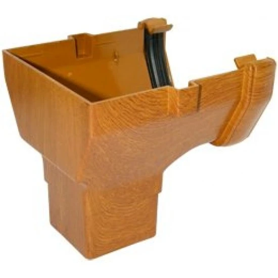 Golden Light Oak Square Gutter Stopend Outlet - 65mm Square