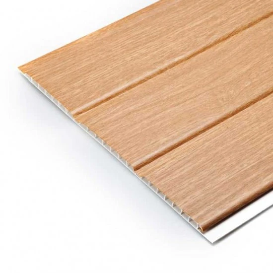 300mm Hollow Soffit Board Tongue & Groove - Irish Oak - uPVC