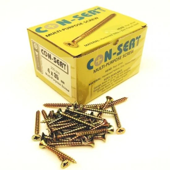 Con-Sert 4mm x 35mm Multipurpose Screws Con-Sert 4mm x 35mm Multipurpose Screws