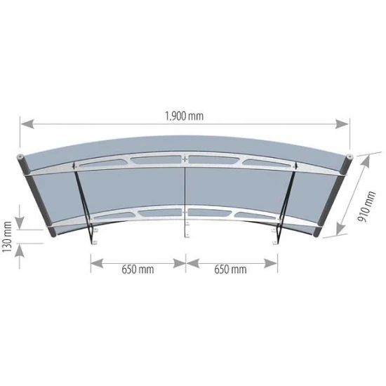 Arch 1900 x 910 Clear Curved Door Canopy Arch 1900 x 910 Clear Curved Door Canopy