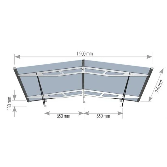 Pro Pitched Door Canopy 1900 x 910 Frosted Green Acrylic Pro Pitched Door Canopy 1900 x 910 Frosted Green Acrylic
