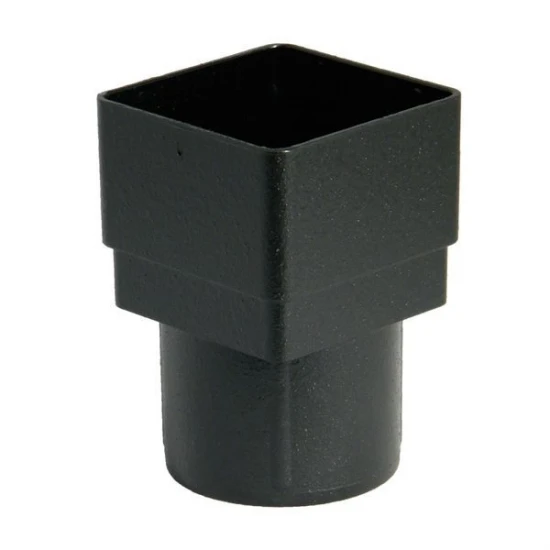 Cast Iron Effect 65mm Square To Round Downpipe Convertor
