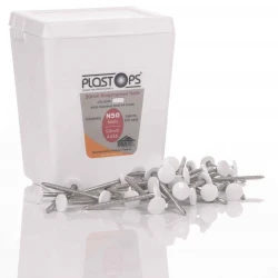 White 50mm Plastic Head Top Nails - 100 Pieces