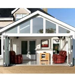 UPVC Double Glazed Made to measure Bi-fold 5 Pane Folding Door with 3-2 Panel Split
