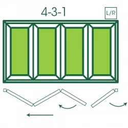 UPVC Double Glazed Made to measure Bi-fold 4 Pane Folding Door with 1 Fixed Door