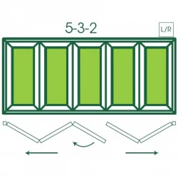 UPVC Double Glazed Made to measure Bi-fold 5 Pane Folding Door with 3-2 Panel Split