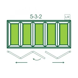 UPVC Double Glazed Made to measure Bi-fold 5 Pane Folding Door with 3-2 Panel Split UPVC Double Glazed Made to measure Bi-fold 5 Pane Folding Door with 3-2 Panel Split