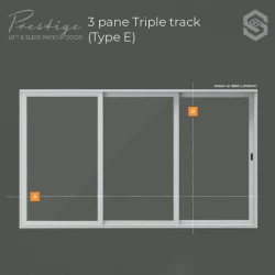 Aluminium Three Pane Doors Twin Track Min 3.2m Max 6.5m