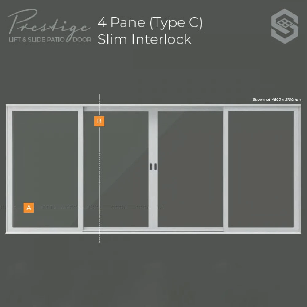 Four Pane Sliding Doors with Folding Middle Panels