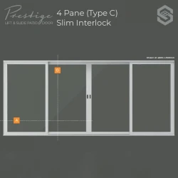 4 Pane Sliding Doors - Both Middle Doors Fold to the Side | Bristol