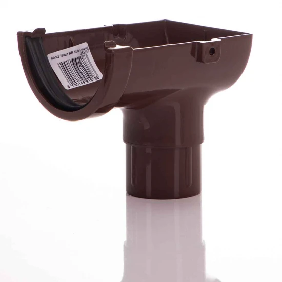 Stopend Outlet - 76mm Miniflo Gutter - Brown