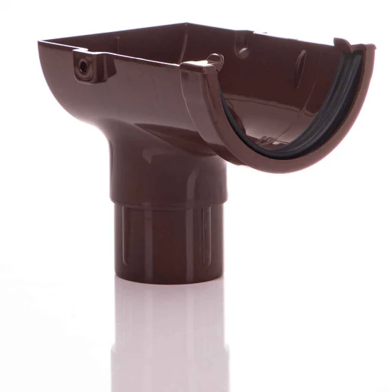 Stopend Outlet - 76mm Miniflo Gutter - Brown