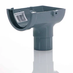 Stop End Outlet - 76mm Miniflo Gutter - Grey