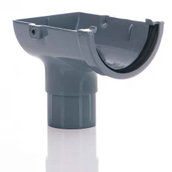 Stop End Outlet - 76mm Miniflo Gutter - Grey