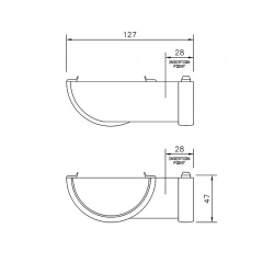 90º Angle - 76mm Miniflo Mini - Black