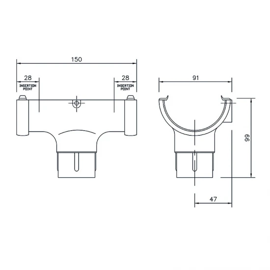 Running Outlet - 76mm Miniflo - White