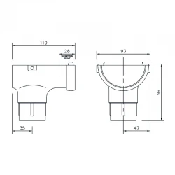 Stopend Outlet - 76mm Miniflo - White