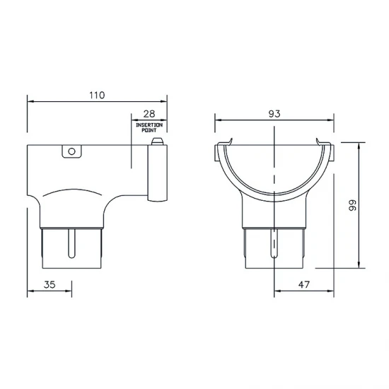 Stopend Outlet - 76mm Miniflo - White