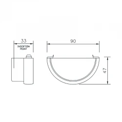 External Stopend - 76mm Miniflo  - White