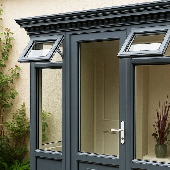 Anthracite Dark Grey Porch  UPVC GRP Flat Roof