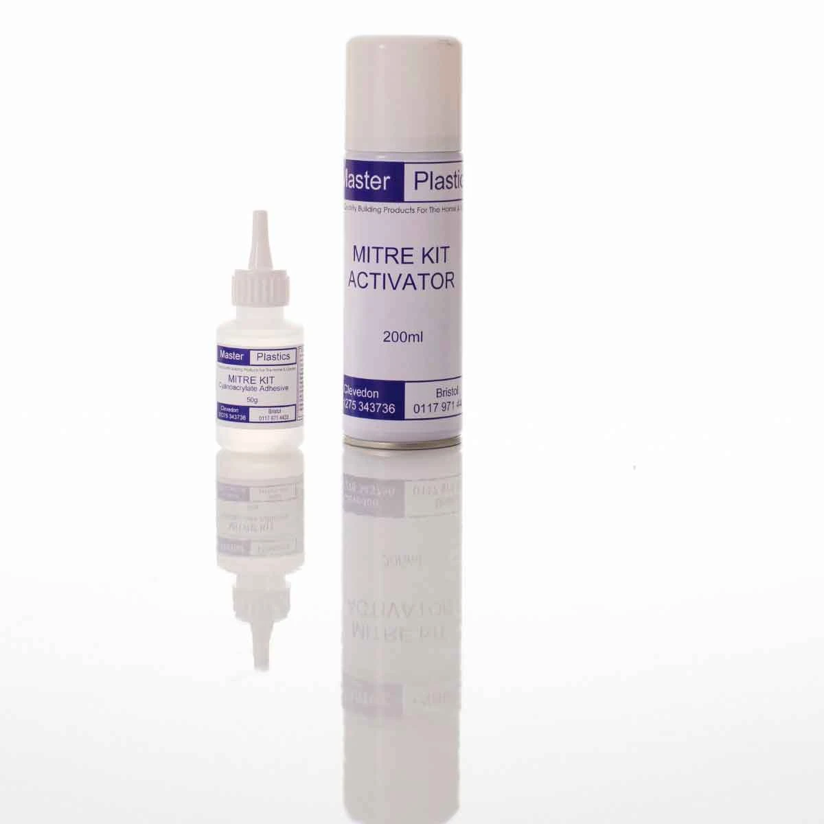 Super glue and activator formulated for use to glue PVC corners