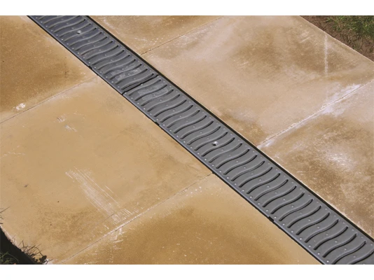 Interlocking channels with plastic or galvanised grids. Domestic use.